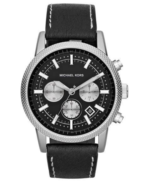 michael kors mk8310 scout black leather mens watch|Michael Kors Chronograph Black Dial Black Leather Men's Watch .